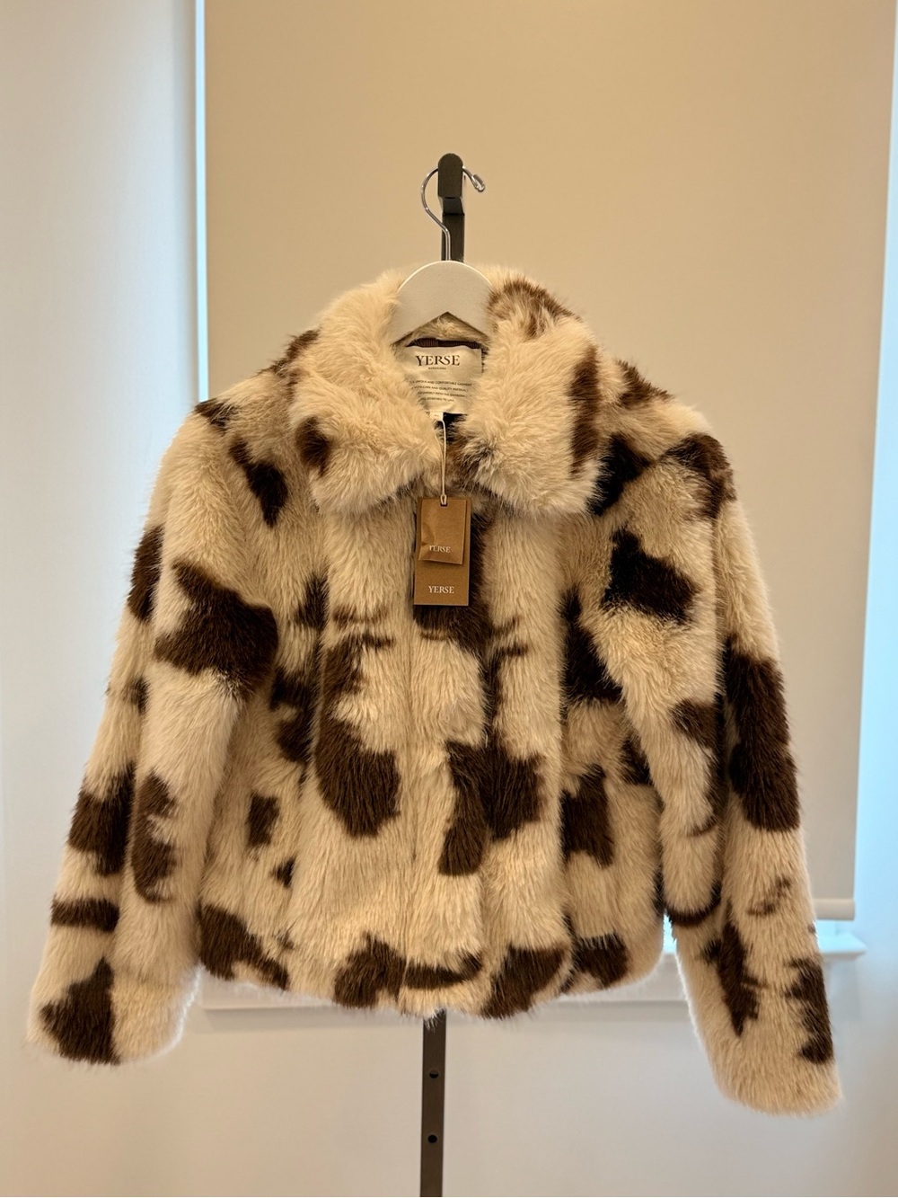 Yerse Faux Fur Print Coat